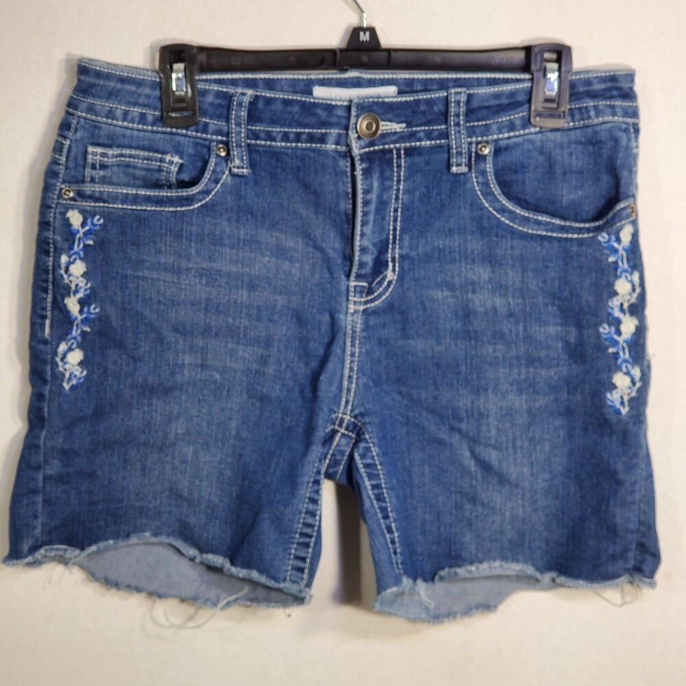 Level 8 Denim Jean Shorts. Floral Flower Embroidered Women's Size 8